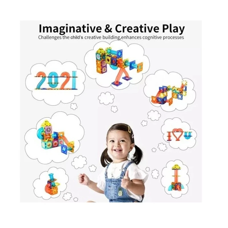 Магнитен конструктор MalPlay Писта със светещи топчета